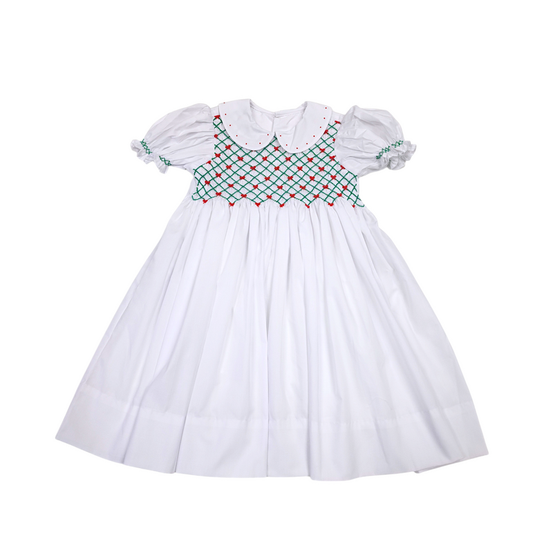 White Channing Dress Red/Green Smock