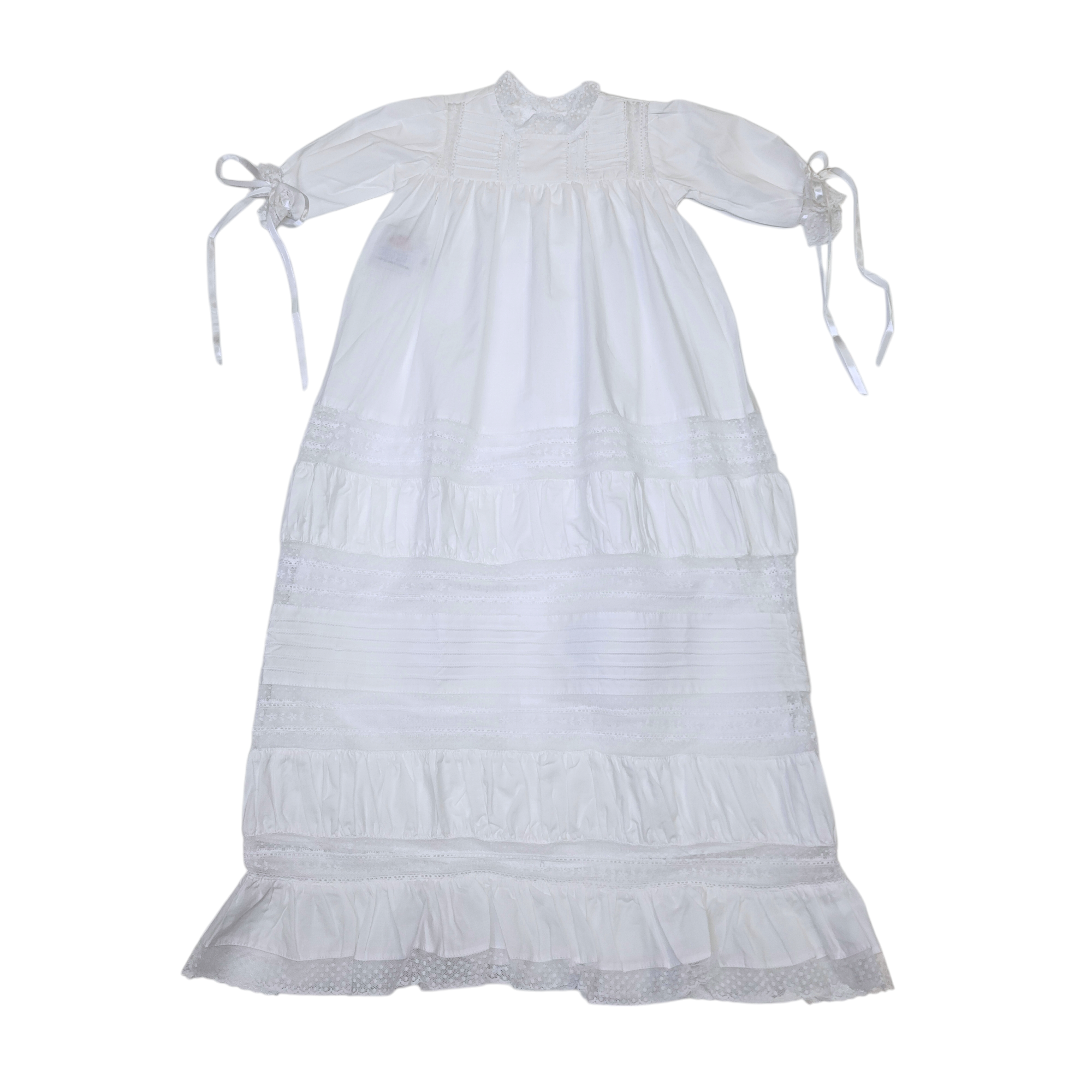 White Aubrey Christening Gown with Bonnet - Born Childrens Boutique