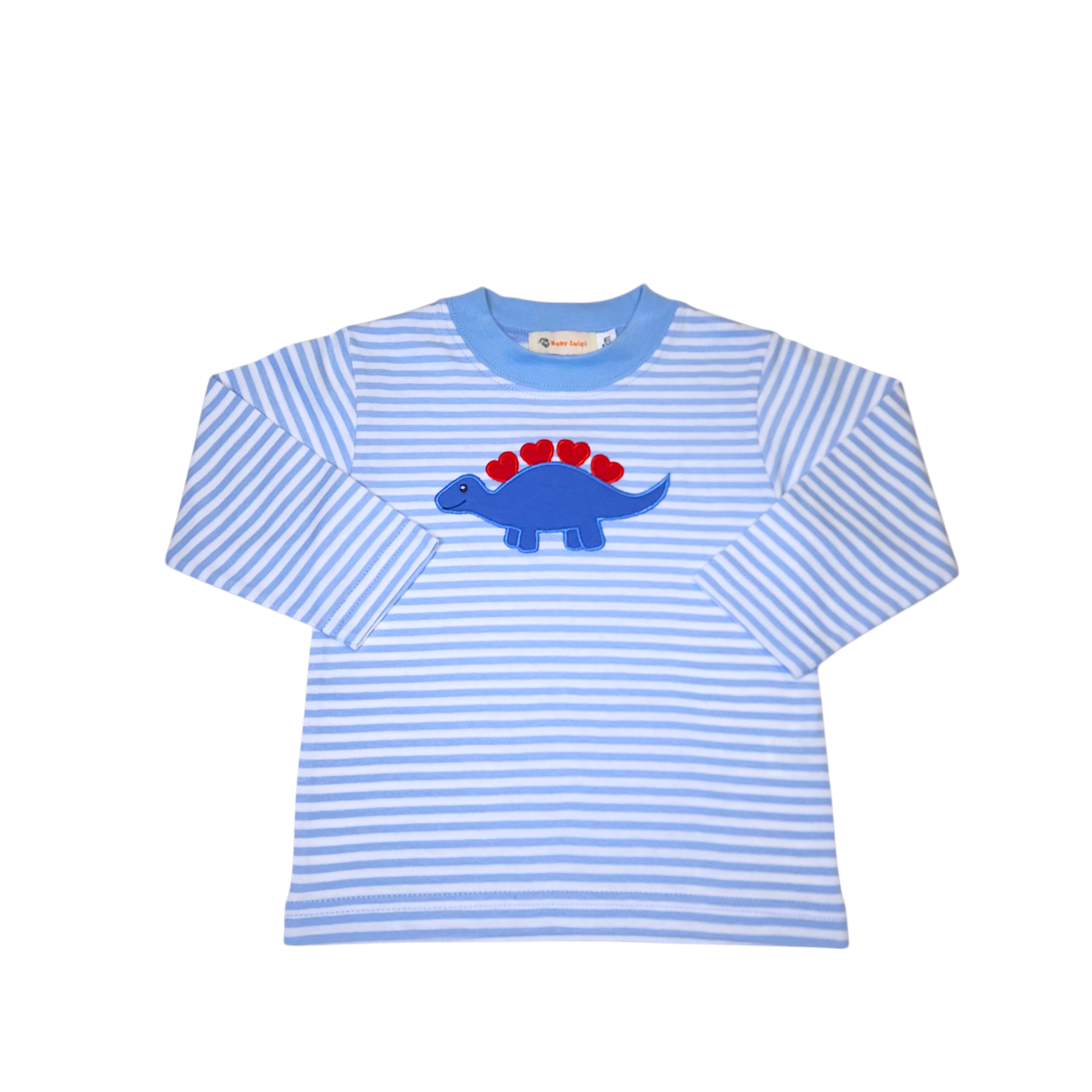 LS Shirt Stegosaurus Sky Blue Stripe - Born Childrens Boutique