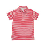 Prim & Proper Polo - Richmond Red Stripe with Barbados Blue Stork