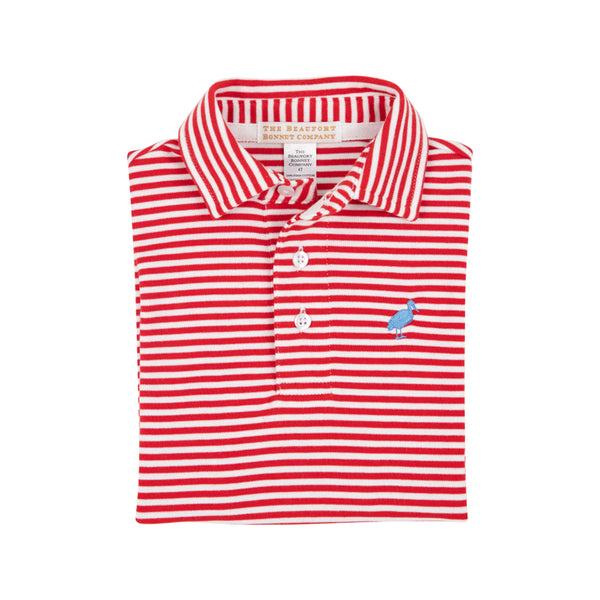 Prim & Proper Polo - Richmond Red Stripe with Barbados Blue Stork