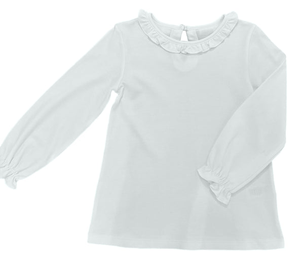 Pre-Order White Ruffle Neck Top