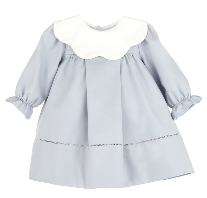 Frosty Twill Scallop Dress, Blue