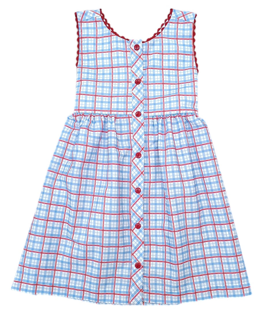 Pre-Order Patriotic Plaid Sammy Dress - Born Childrens Boutique