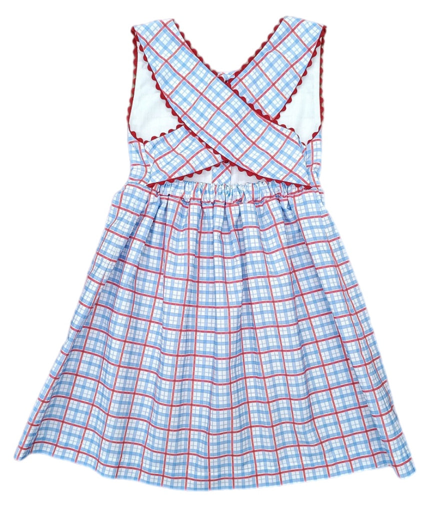 Pre-Order Patriotic Plaid Sammy Dress - Born Childrens Boutique