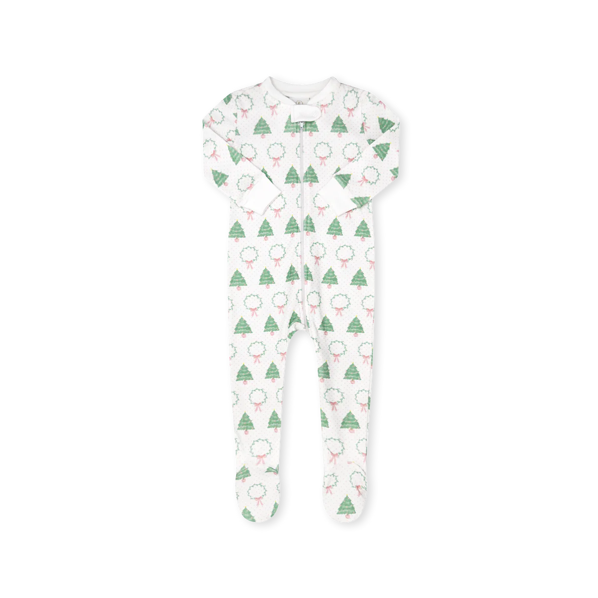 Once Upon a Time Footie - Oh Christmas Tree/Pink - Born Childrens Boutique