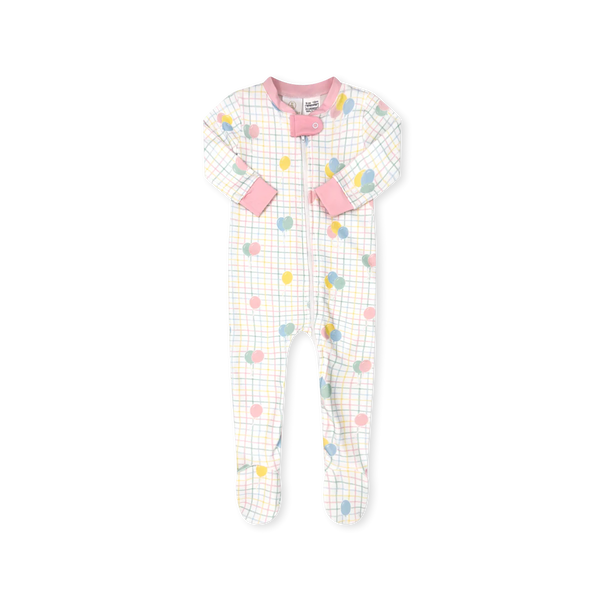 Once Upon a Time Footie - Balloon Plaid/Pink