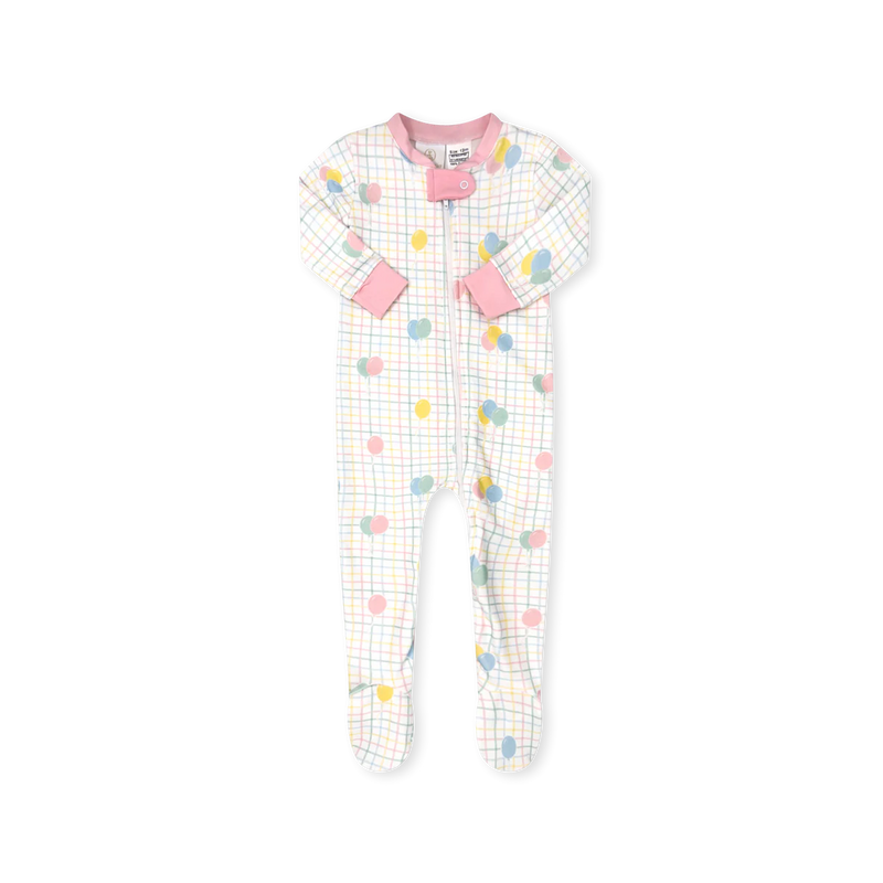 Once Upon a Time Footie - Balloon Plaid/Pink