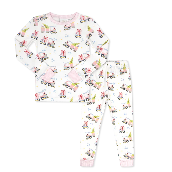 Sweet Pea PJ Set - All Aboard, Pink