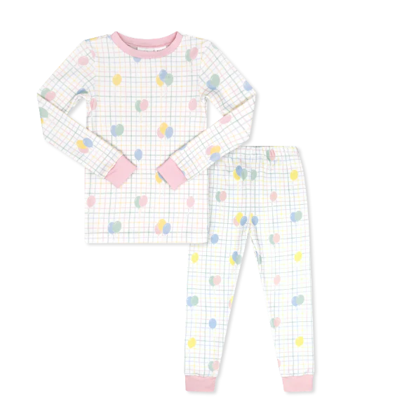 Sweat Pea PJ Set - Balloon Plaid/Pink