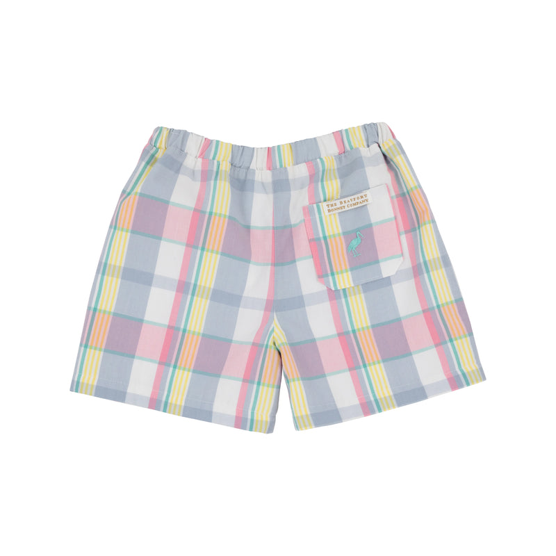 Shelton Shorts Tennis Pro Plaid With Turks Teal Stork - Born Childrens Boutique