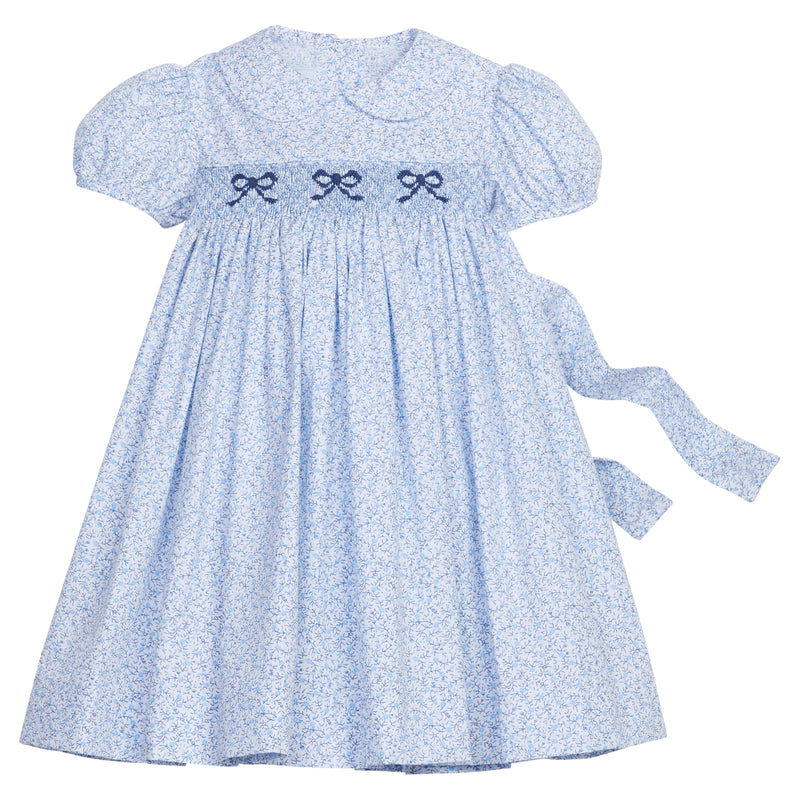 Smocked Peter Pan Dress - Blue Vinings