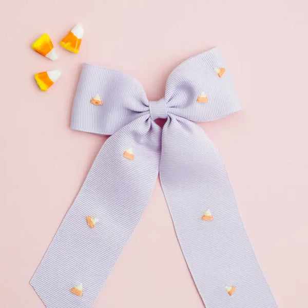 Medium Candy Corn Bow - Lavender