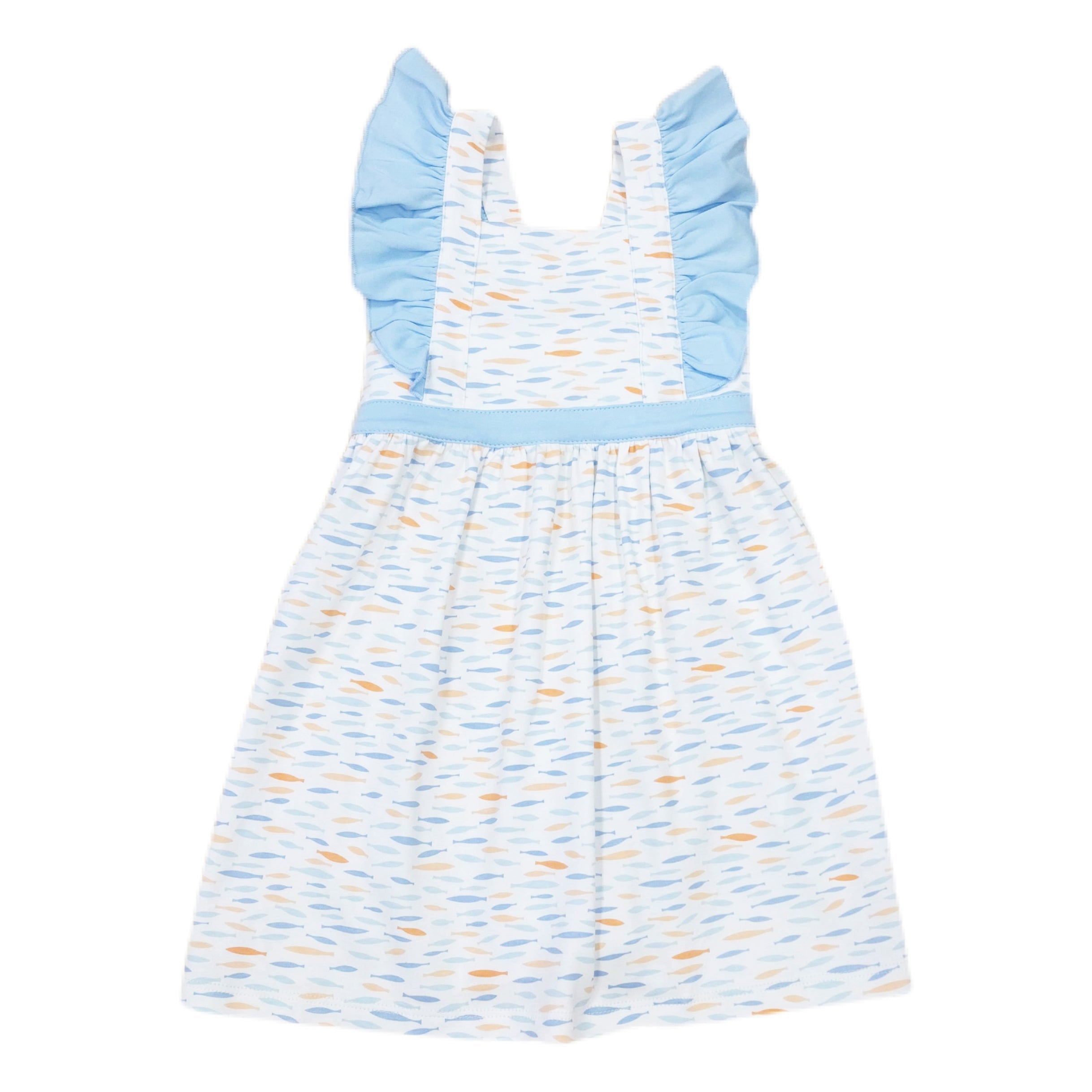 Fish Print Pinafore Dress - Born Childrens Boutique