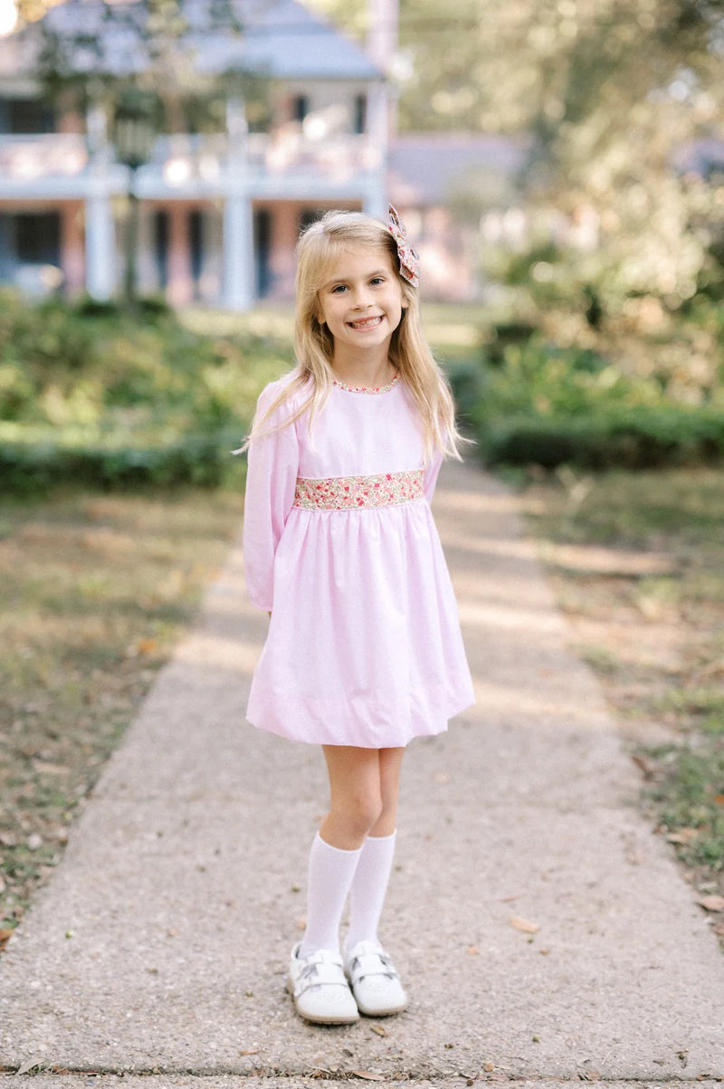 Blissful Band Dress Long Sleeve Palmer Pink, Autumn Meadow Floral