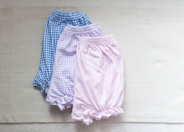 Pre-Order Summer Knit Girl Bloomers - Pink Gingham