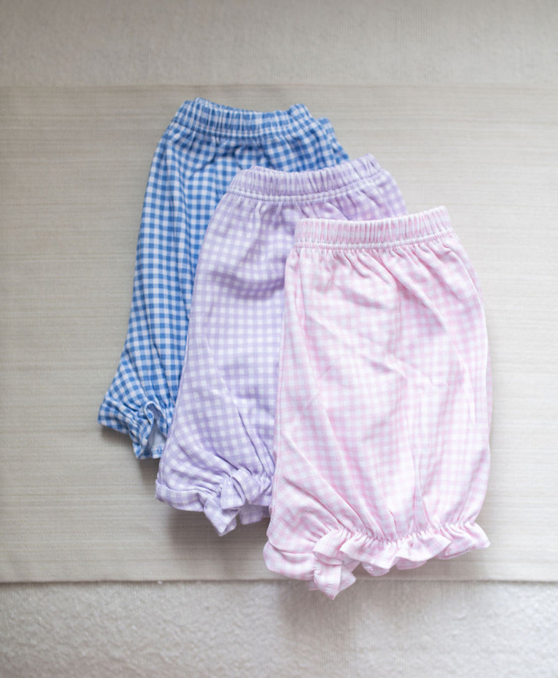 Pre-Order Summer Knit Girl Bloomers - Lavender Gingham