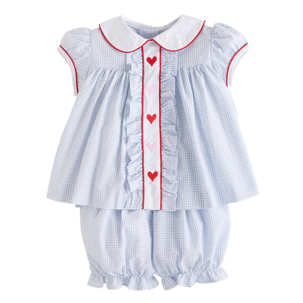 Hearts Ruffled Sally Bloomer Set - Born Childrens Boutique