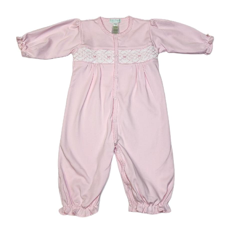 Baby Threads Pink Bows Smocked Footie