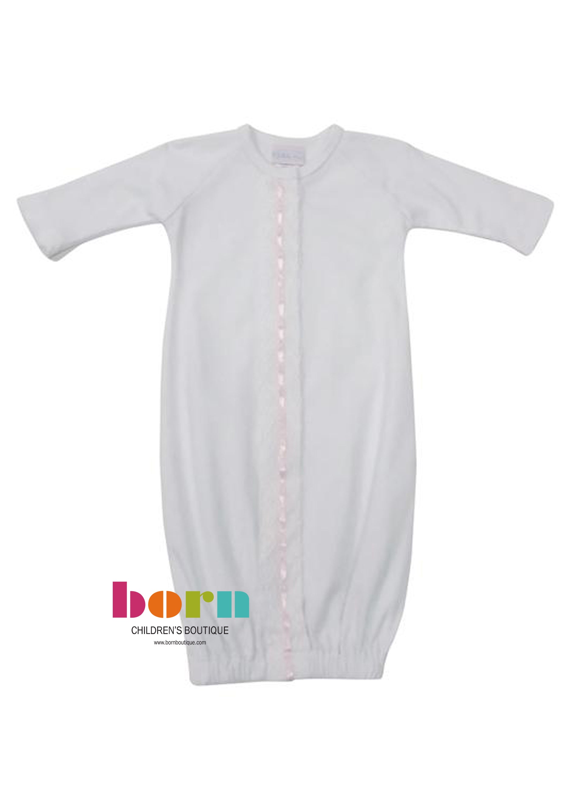 Knit Saque White w/ Pink Ribbon and Lace - Born Childrens Boutique