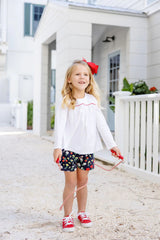 Long Sleeve Dowell Day Top Worth Avenue White With Richmond Red - Born Childrens Boutique