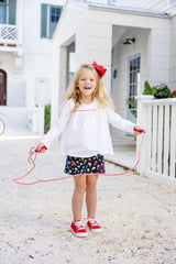 Long Sleeve Dowell Day Top Worth Avenue White With Richmond Red - Born Childrens Boutique