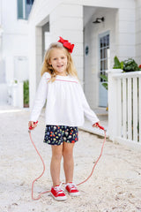 Long Sleeve Dowell Day Top Worth Avenue White With Richmond Red - Born Childrens Boutique