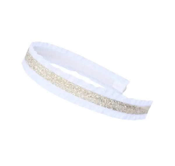 Double Ruffle Gold Glitter Headband - Born Childrens Boutique