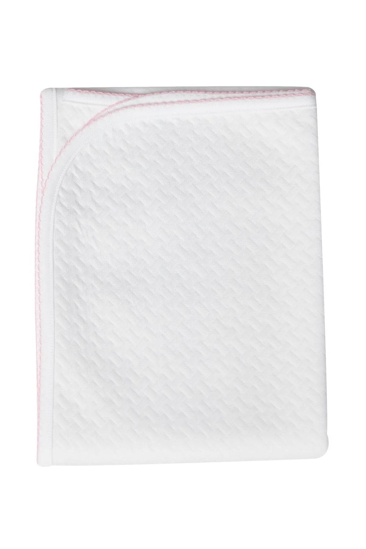 Basket Weave Blanket, Pink Trim - Born Childrens Boutique