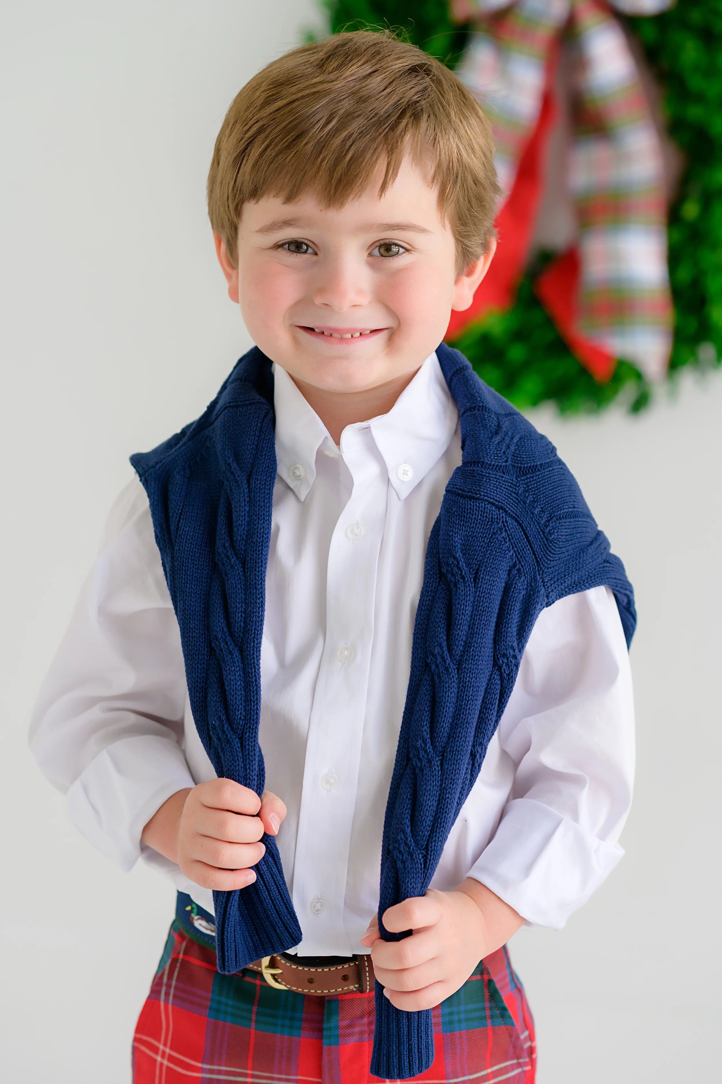 Dean's List Dress Shirt (Oxford) Worth Avenue White With Worth Avenue White Stork - Born Childrens Boutique