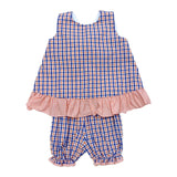 Abby Orange/Blue Paid Bloomer Set - Born Childrens Boutique