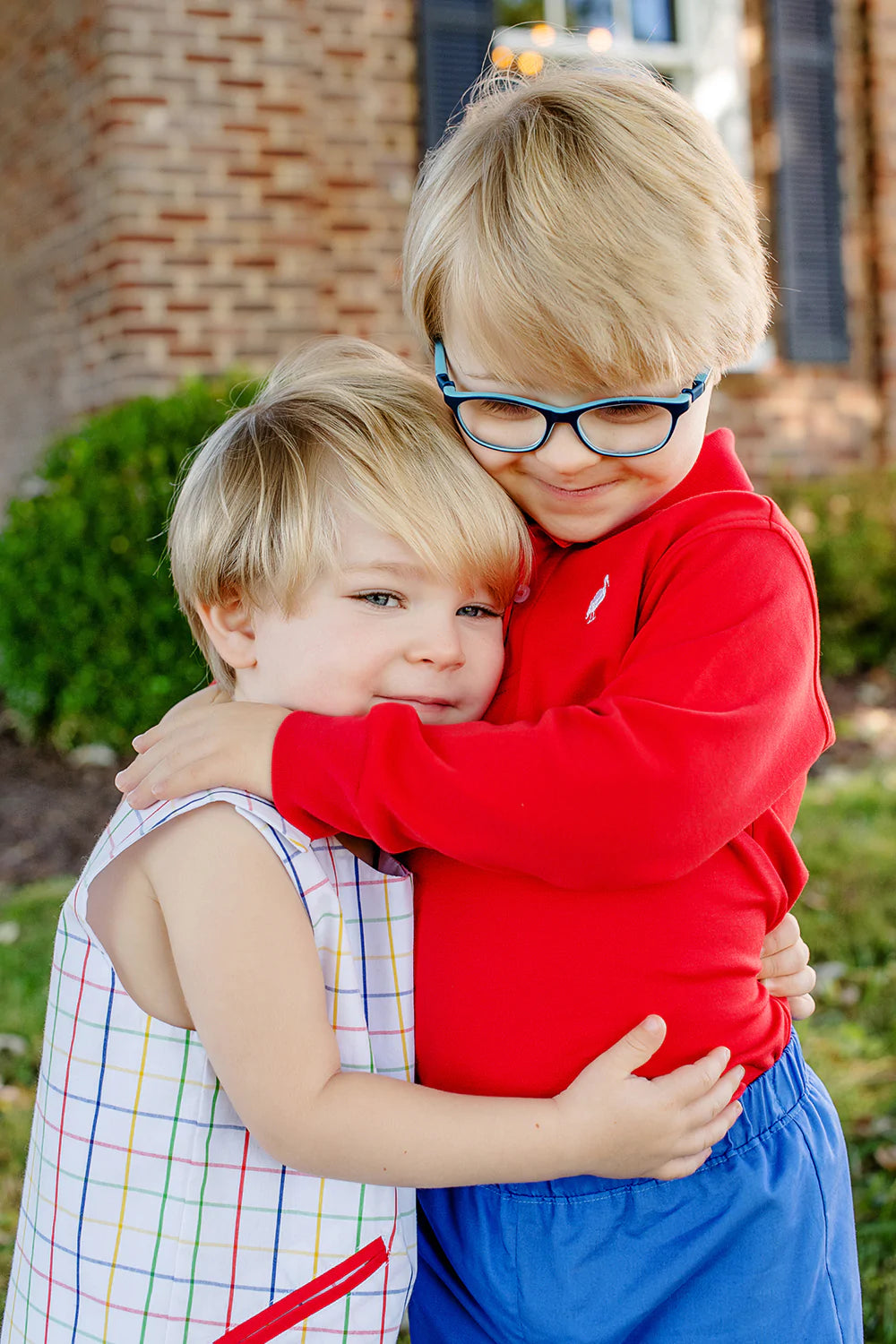 Long Sleeve Prim & Proper Polo Richmond Red With Worth Avenue White Stork - Born Childrens Boutique