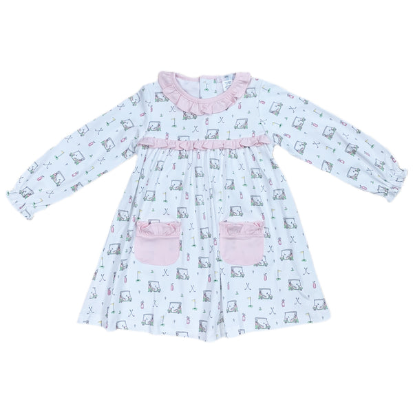 Pink Golf Pima Dress - Born Childrens Boutique