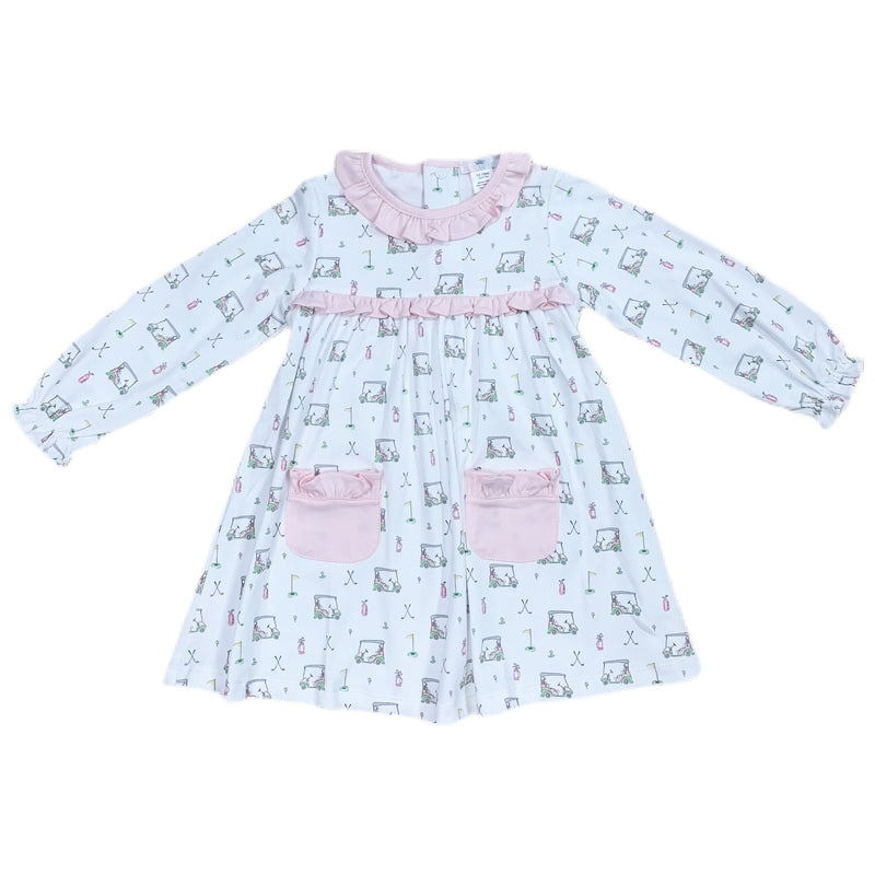 Pink Golf Pima Dress - Born Childrens Boutique