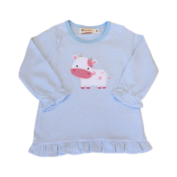 Baby Calf Baby Blue/White Narrow Stripe Top - Born Childrens Boutique