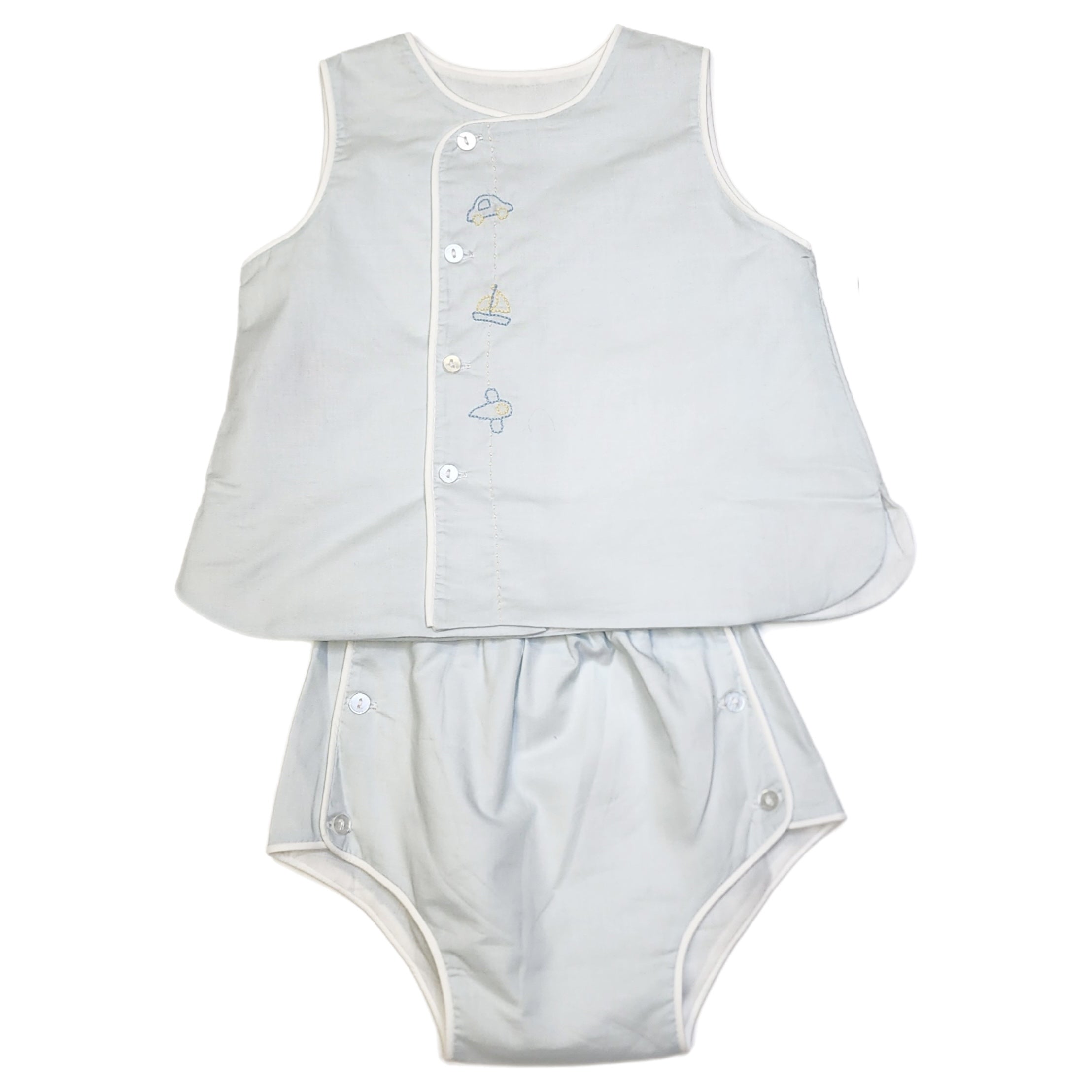 Baby Sen Blue Blanche Boy Diaper Set - Vehicles - Born Childrens Boutique