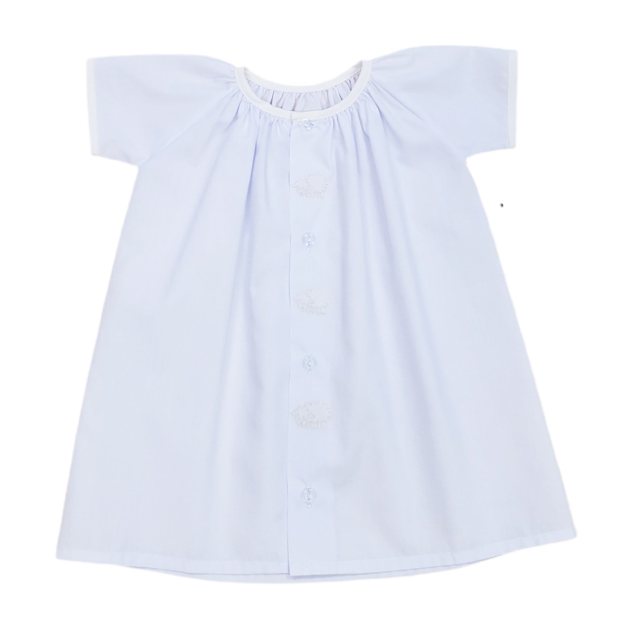 Daygown White with Ecru Lambs - Born Childrens Boutique