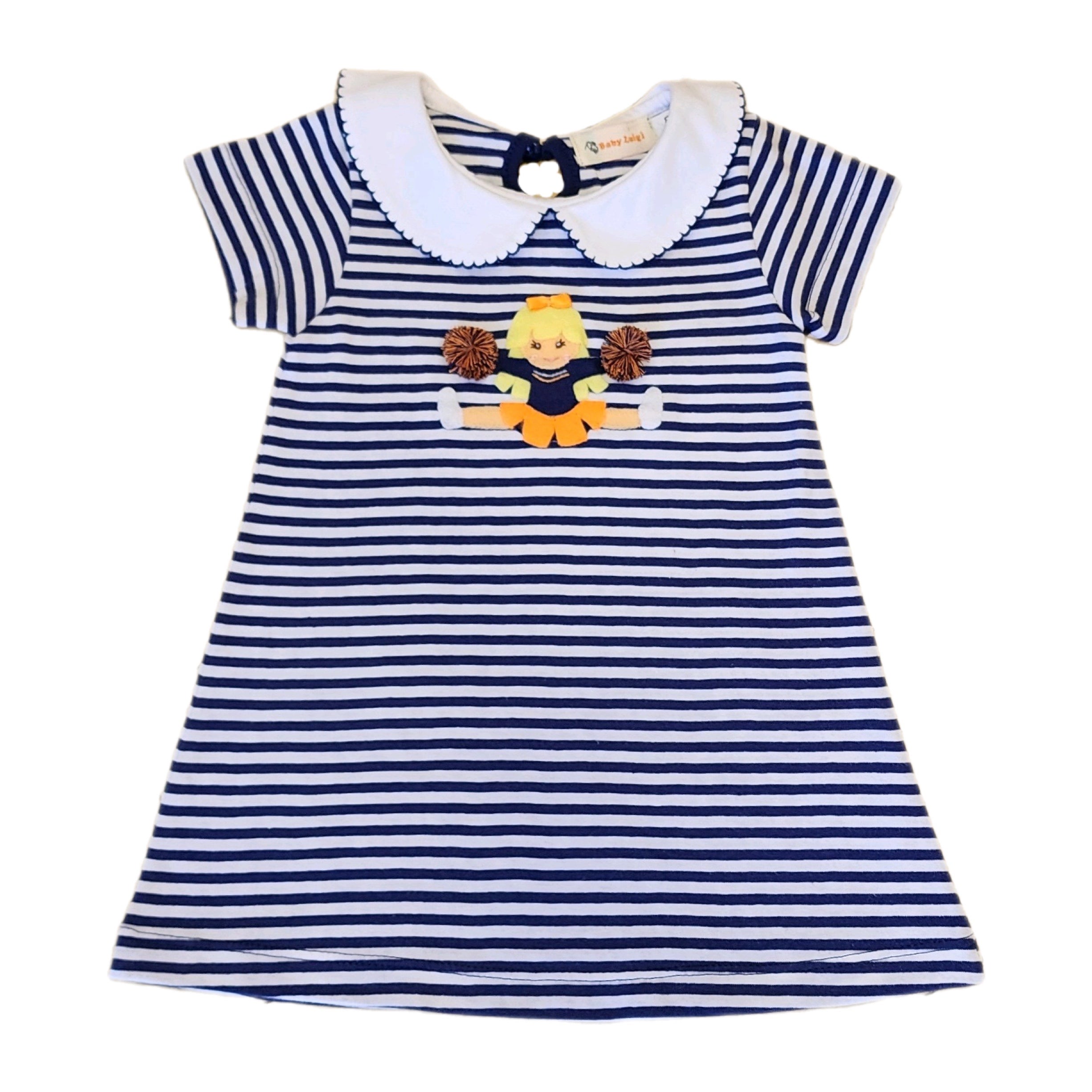 A Line Dress Dark Royal Stripe  Cheerleader Dress - Born Childrens Boutique