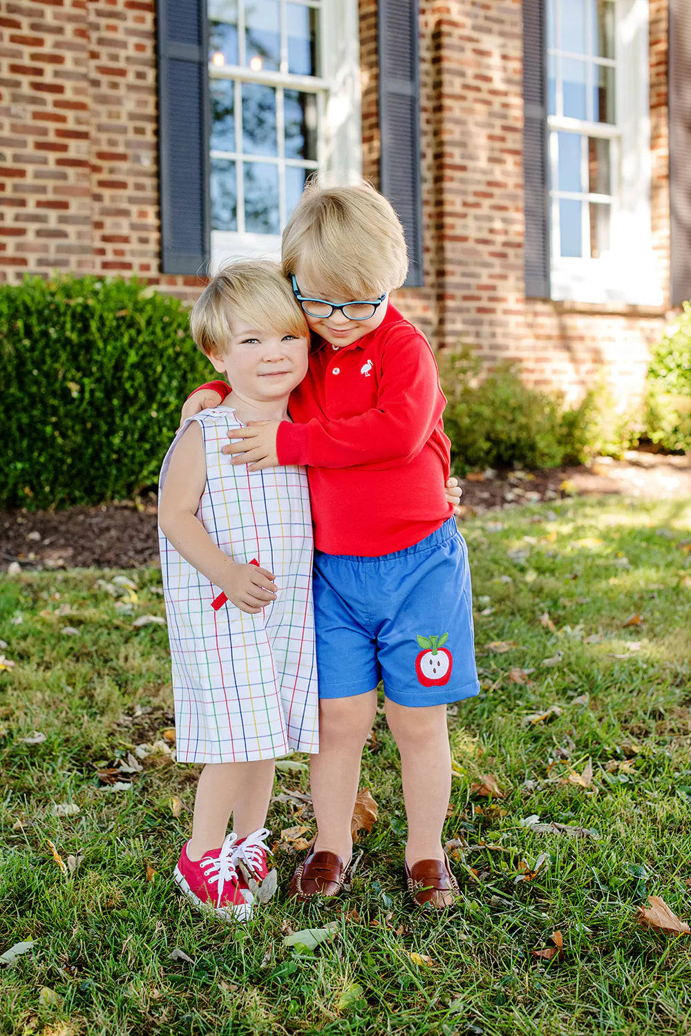 Long Sleeve Prim & Proper Polo Richmond Red With Worth Avenue White Stork - Born Childrens Boutique