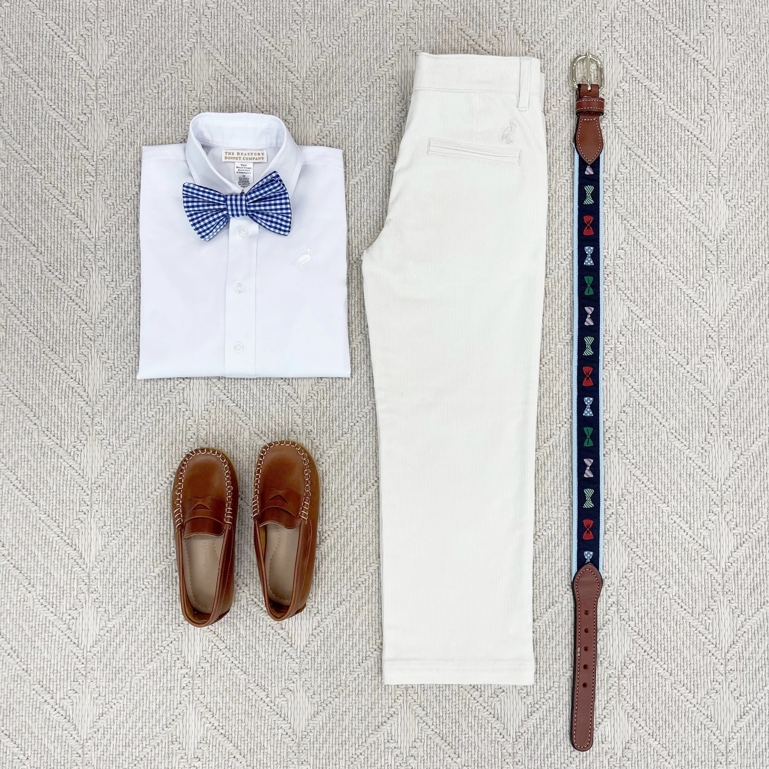 Dean's List Dress Shirt (Oxford) Worth Avenue White With Worth Avenue White Stork - Born Childrens Boutique