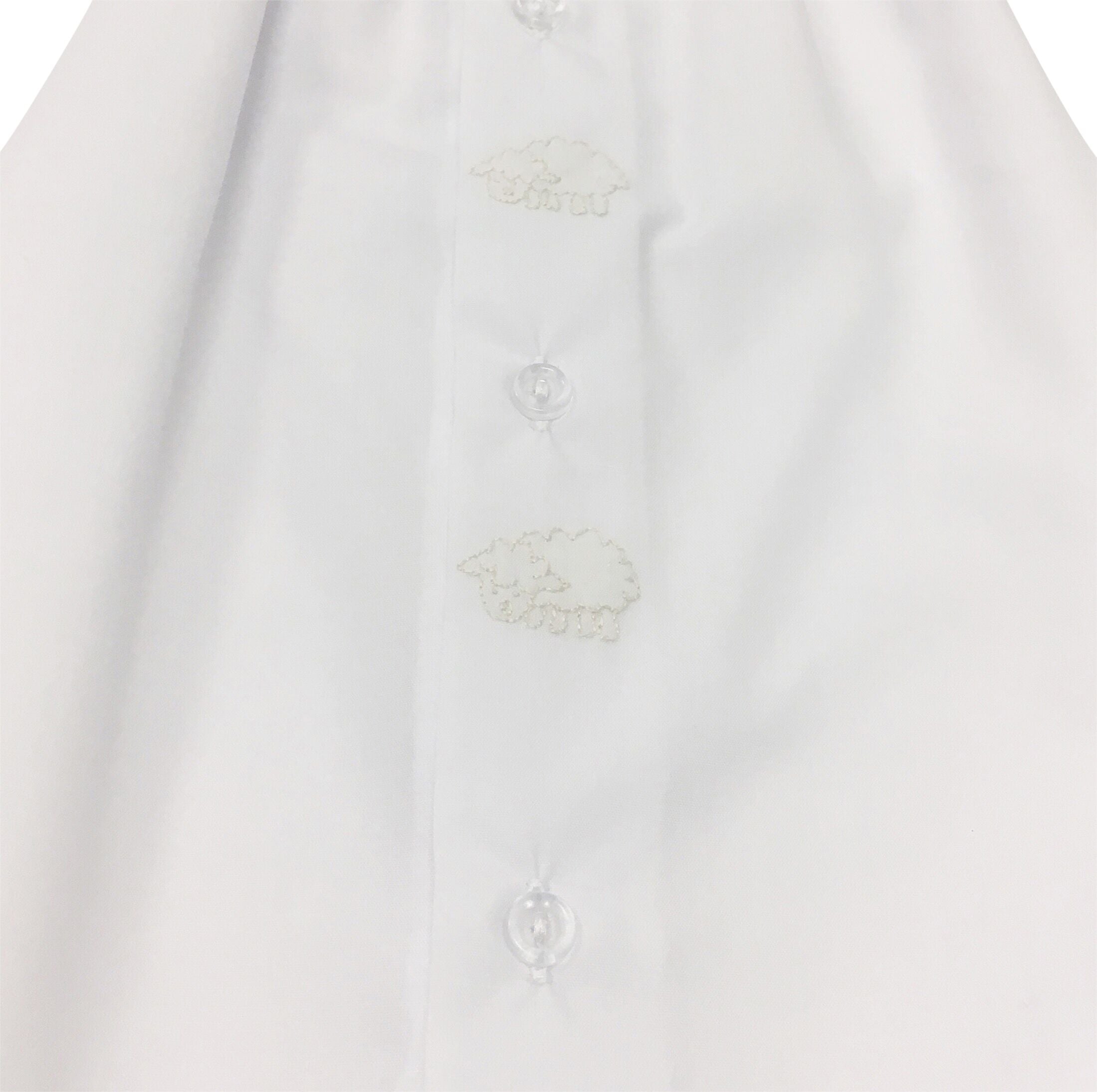 Daygown White with Ecru Lambs - Born Childrens Boutique